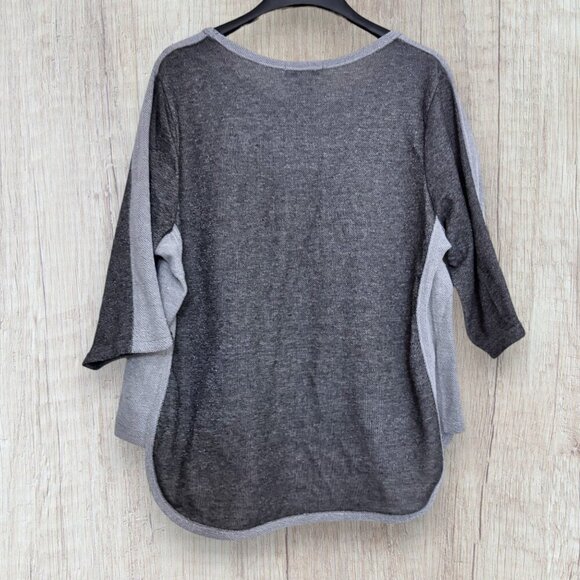 REBECCA MALONE Gray French Terry Knit Tunic 3/4 Sleeve Sweatshirt Sweater 1X - Picture 2 of 5